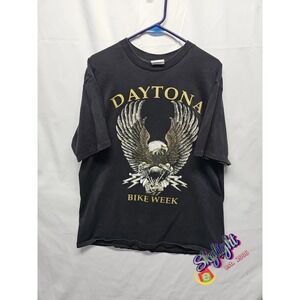 Cmj Mens Black Vintage Daytona Beach Single Stitch Sun‎ Fade Usa T Shirt Sz Xl